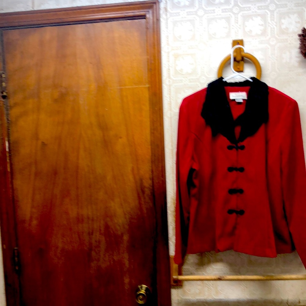 It’s a red and black coat for dresses